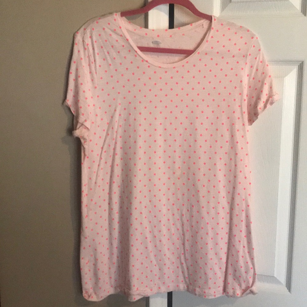 Pink polka dot tee- XL TALL